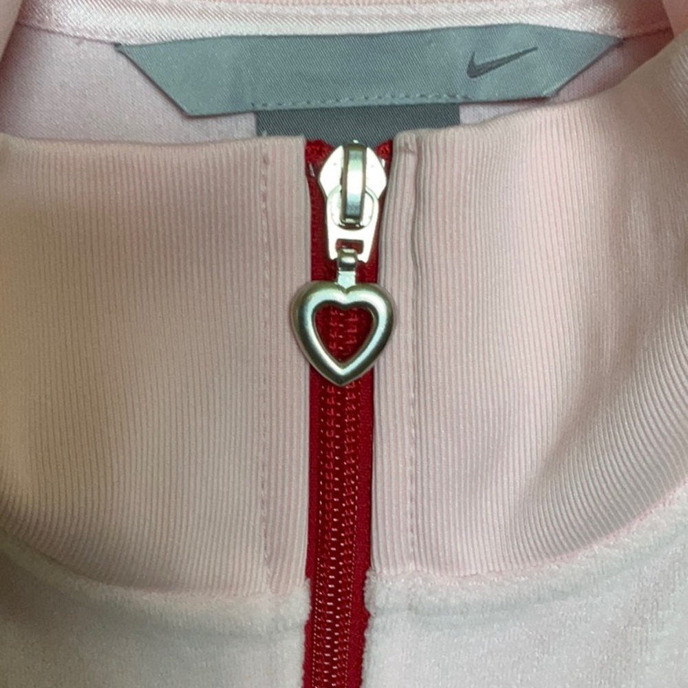 NIKE TRACK JACKET PINK WITH RED TRIM! HEART ZIPPER PULL XXL 20/22 - Picture 5 of 8